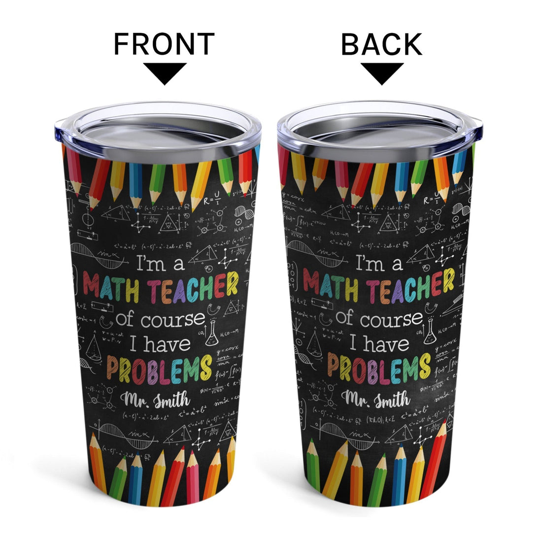I'm A Math Teacher Of Course I Have Problems - Personalized Teacher's Day, Birthday or Christmas gift For Math Teacher - Custom Tumbler - Elizabeth Fashions