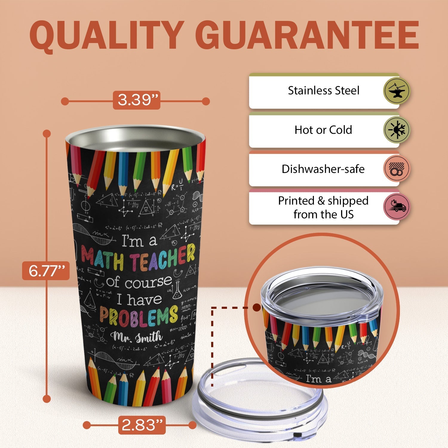 I'm A Math Teacher Of Course I Have Problems - Personalized Teacher's Day, Birthday or Christmas gift For Math Teacher - Custom Tumbler - Elizabeth Fashions