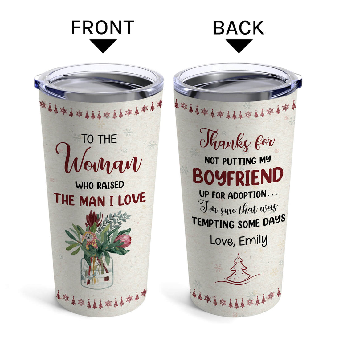 To The Woman Who Raised The Man I Love - Personalized Christmas gift For Mother In Law - Custom Tumbler - Elizabeth Fashions