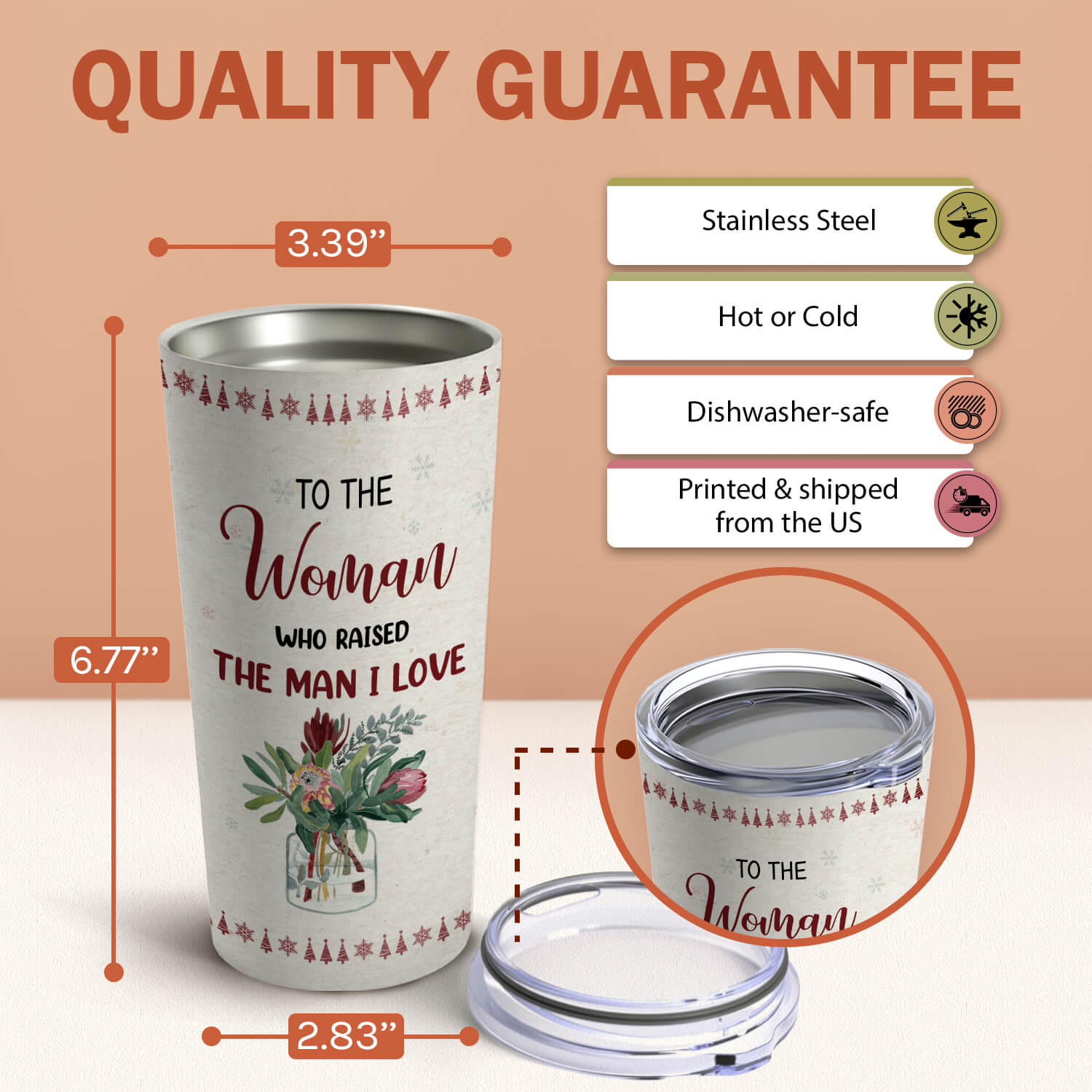 To The Woman Who Raised The Man I Love - Personalized Christmas gift For Mother In Law - Custom Tumbler - Elizabeth Fashions