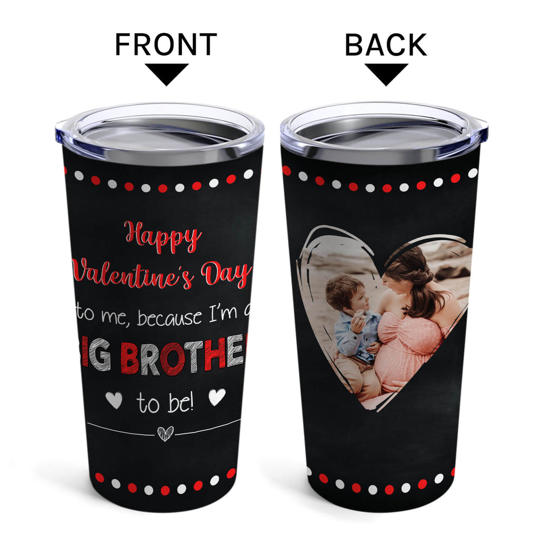 Valentines Pregnancy Announcement Big Brother - Personalized Birthday or Christmas gift For Big Brother - Custom Tumbler - Elizabeth Fashions