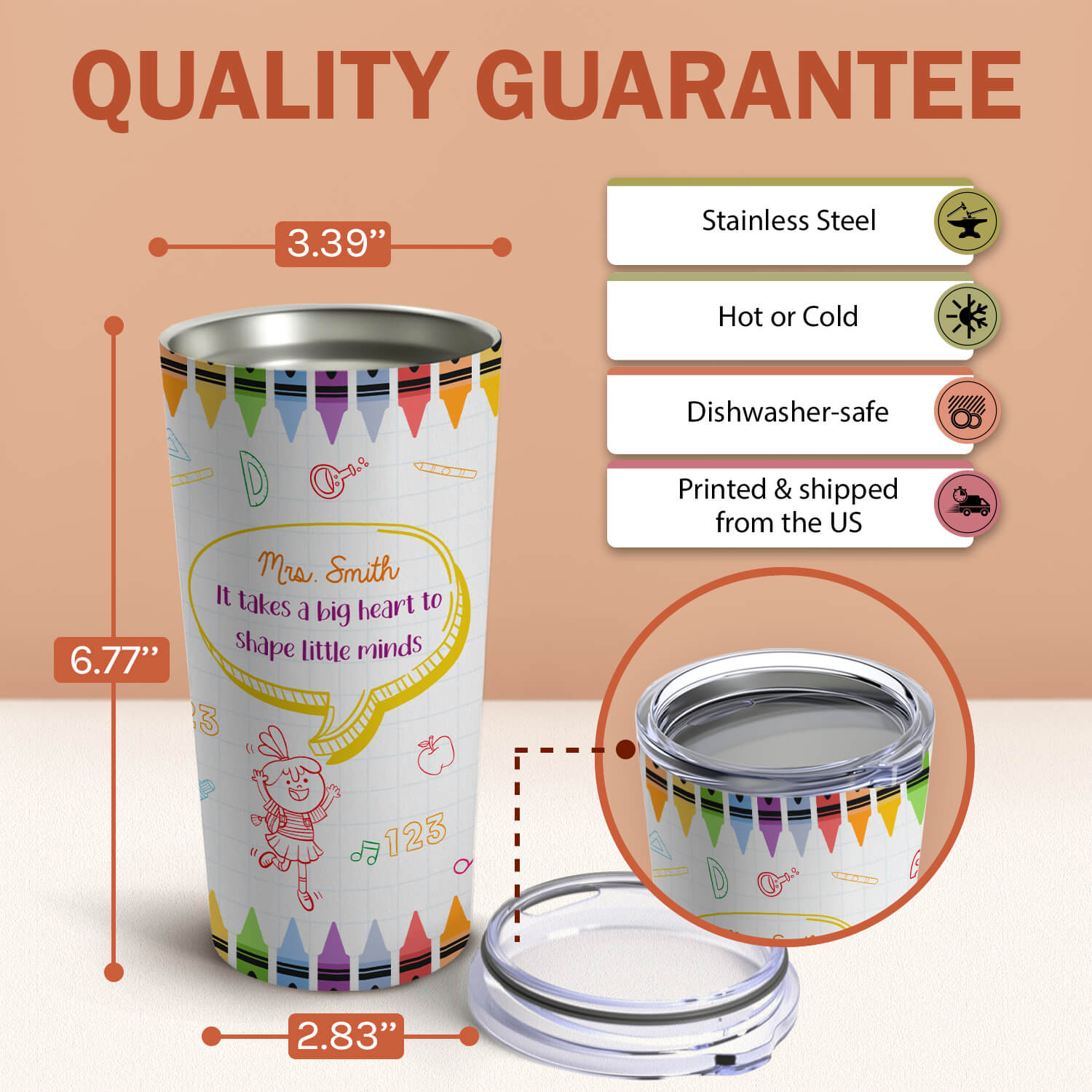 It Takes A Big Heart To Shape Little Minds - Personalized Teachers' Day, Birthday, Valentine's Day or Christmas gift For Teacher - Custom Tumbler - Elizabeth Fashions