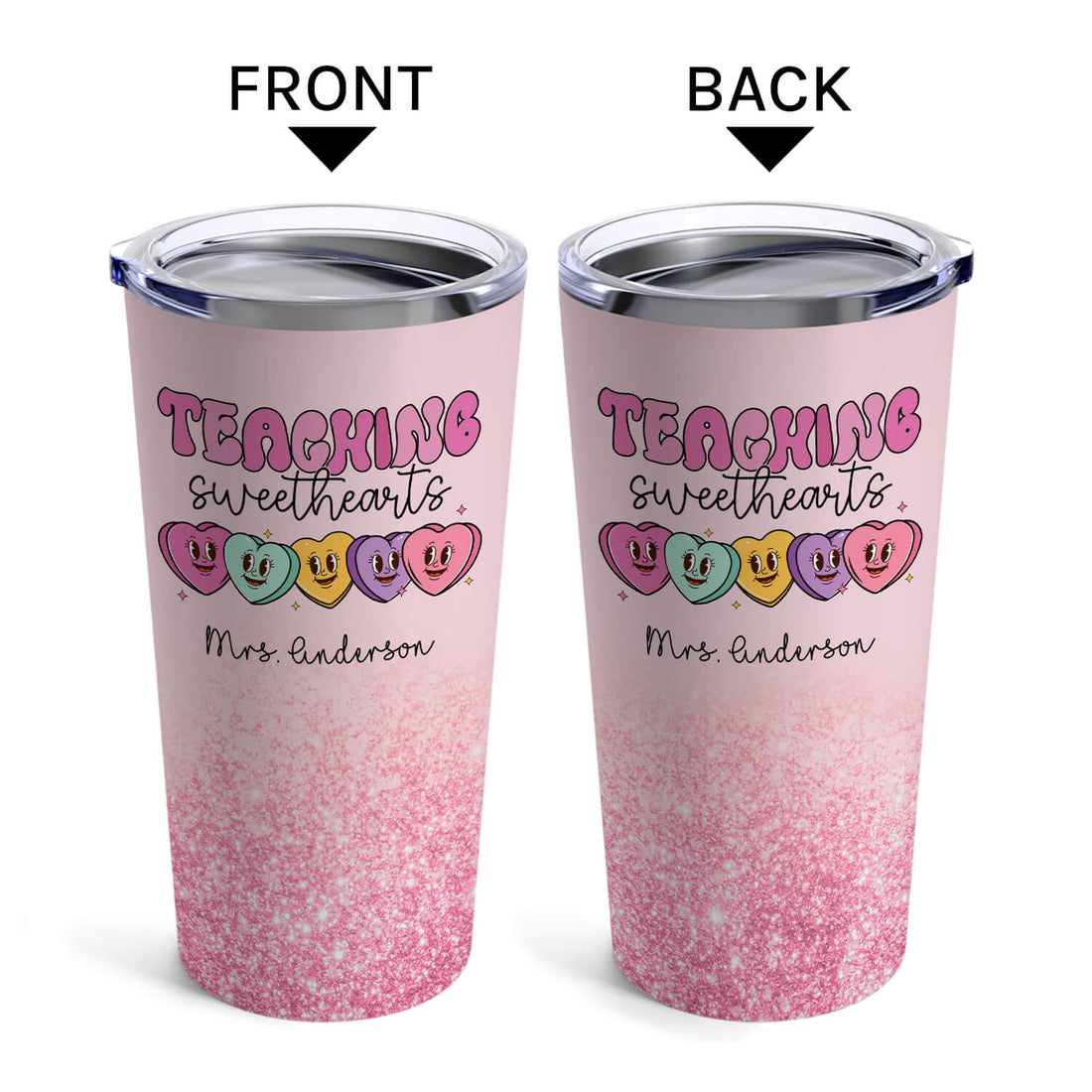 Teaching Sweethearts - Personalized Valentine's Day gift For Teacher - Custom Tumbler - Elizabeth Fashions