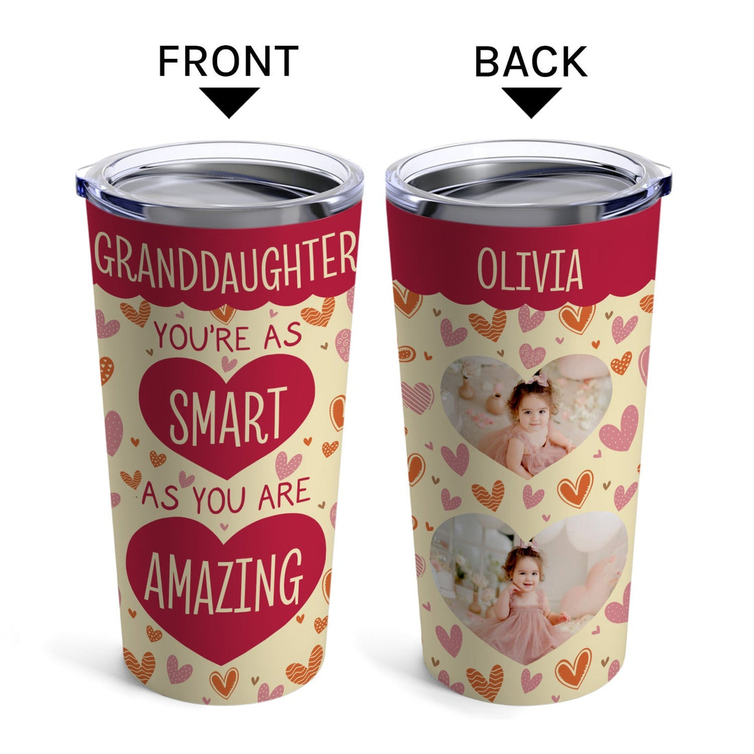 You're As Smart As You Are Amazing - Personalized Mother's Day, Birthday, Valentine's Day or Christmas gift For Granddaughter - Custom Tumbler - Elizabeth Fashions