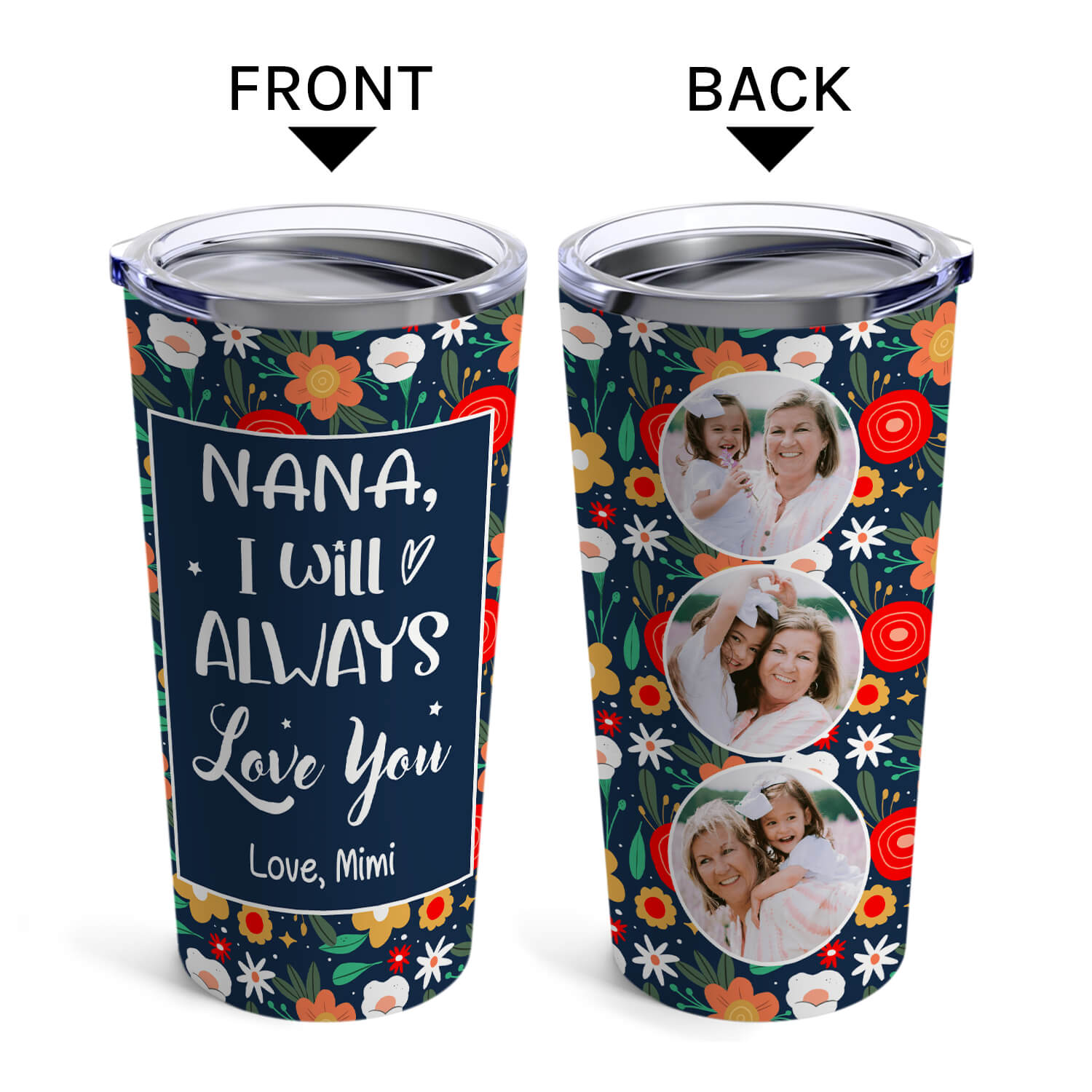I Will Always Love You - Personalized Mother's Day, Birthday, Valentine's Day or Christmas gift For Grandma - Custom Tumbler - Elizabeth Fashions