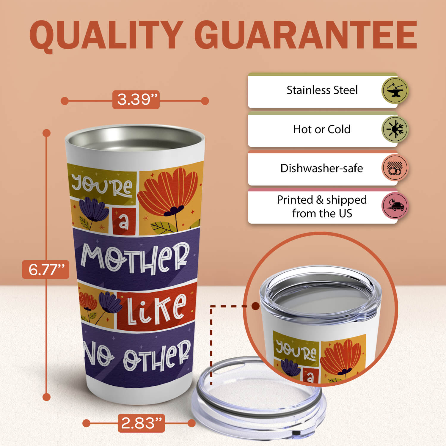 You're A Mother Like No Other - Personalized gift For Mom - Custom Tumbler - Elizabeth Fashions