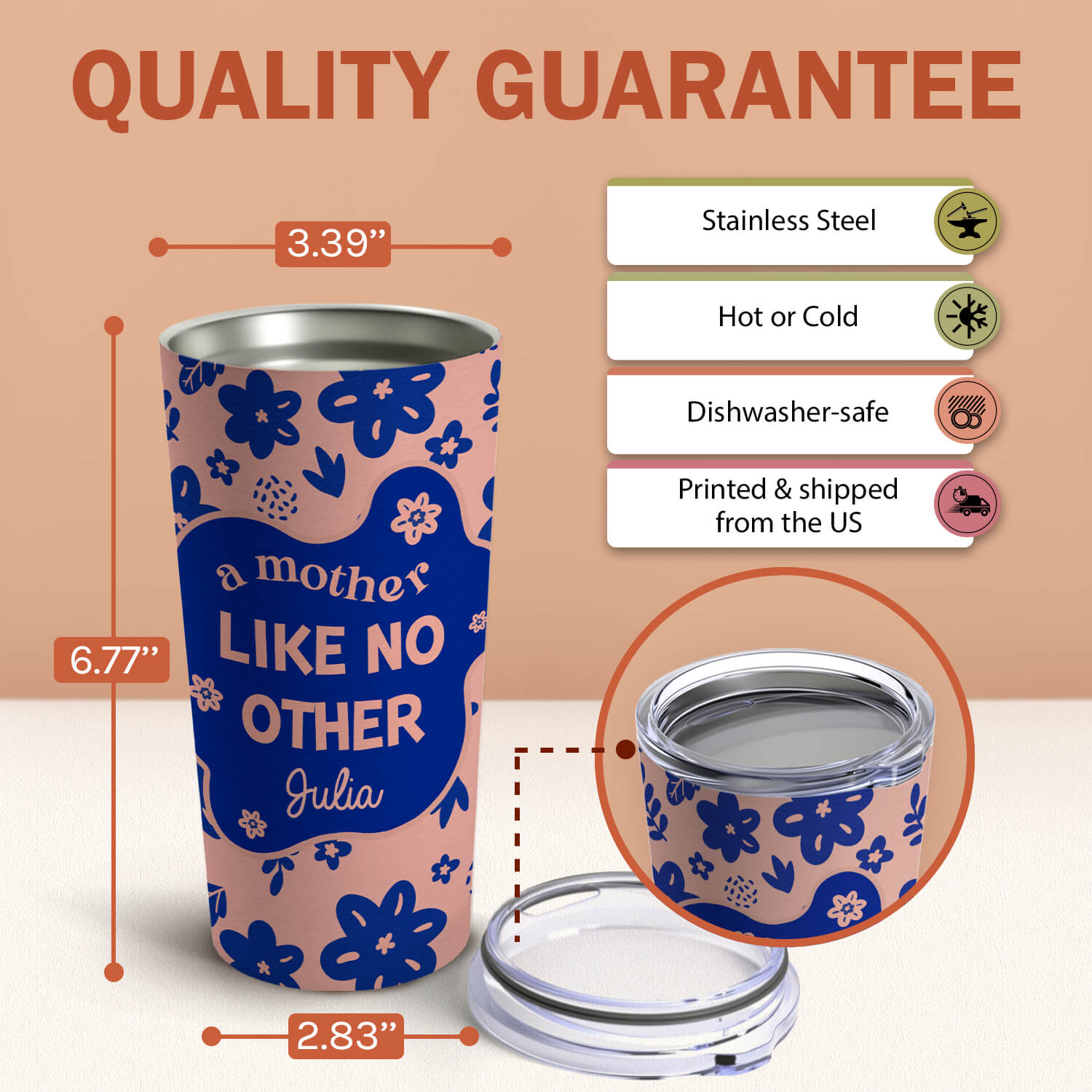 A Mother Like No Other - Personalized gift For Mom - Custom Tumbler - Elizabeth Fashions