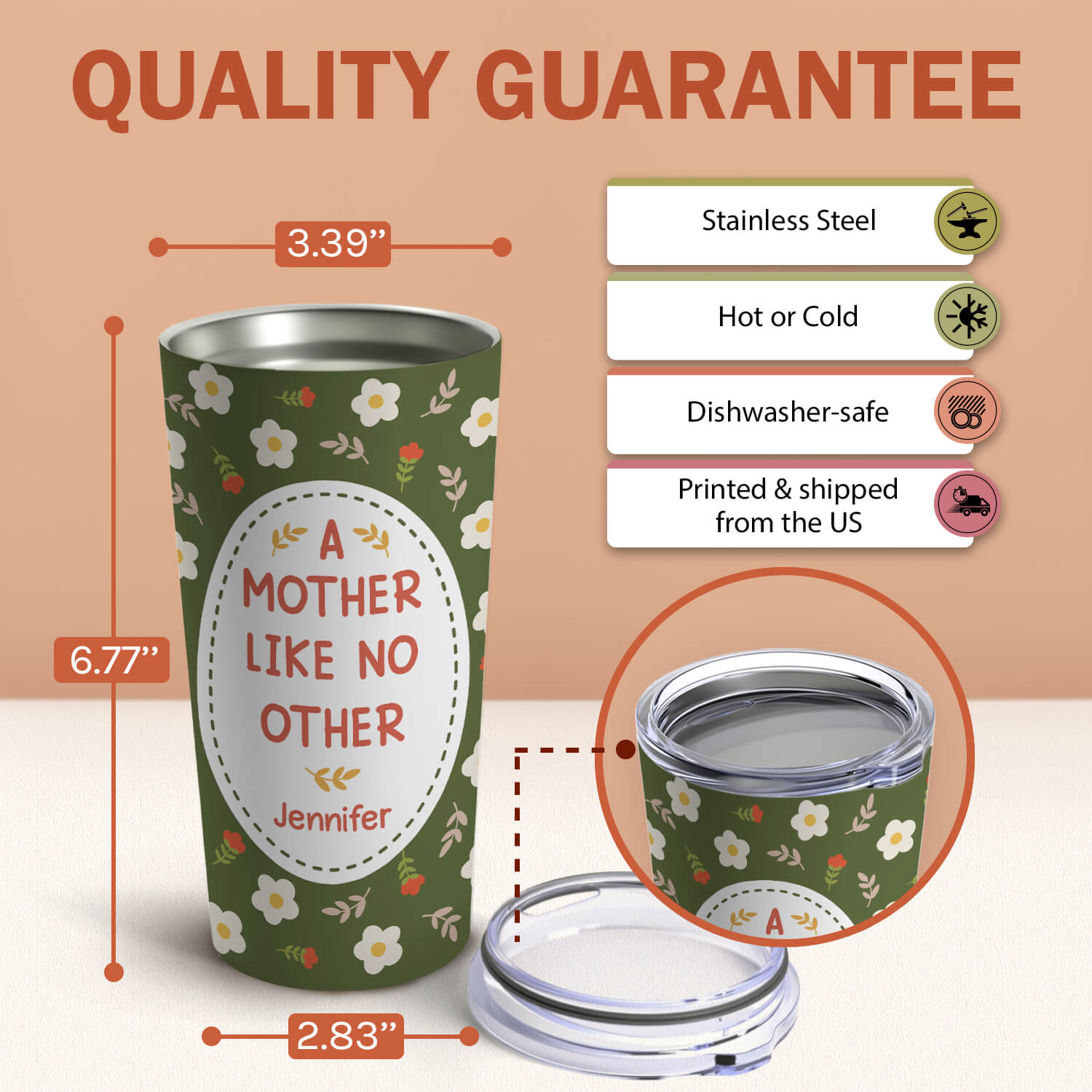 A Mother Like No Other - Personalized gift For Mom - Custom Tumbler - Elizabeth Fashions