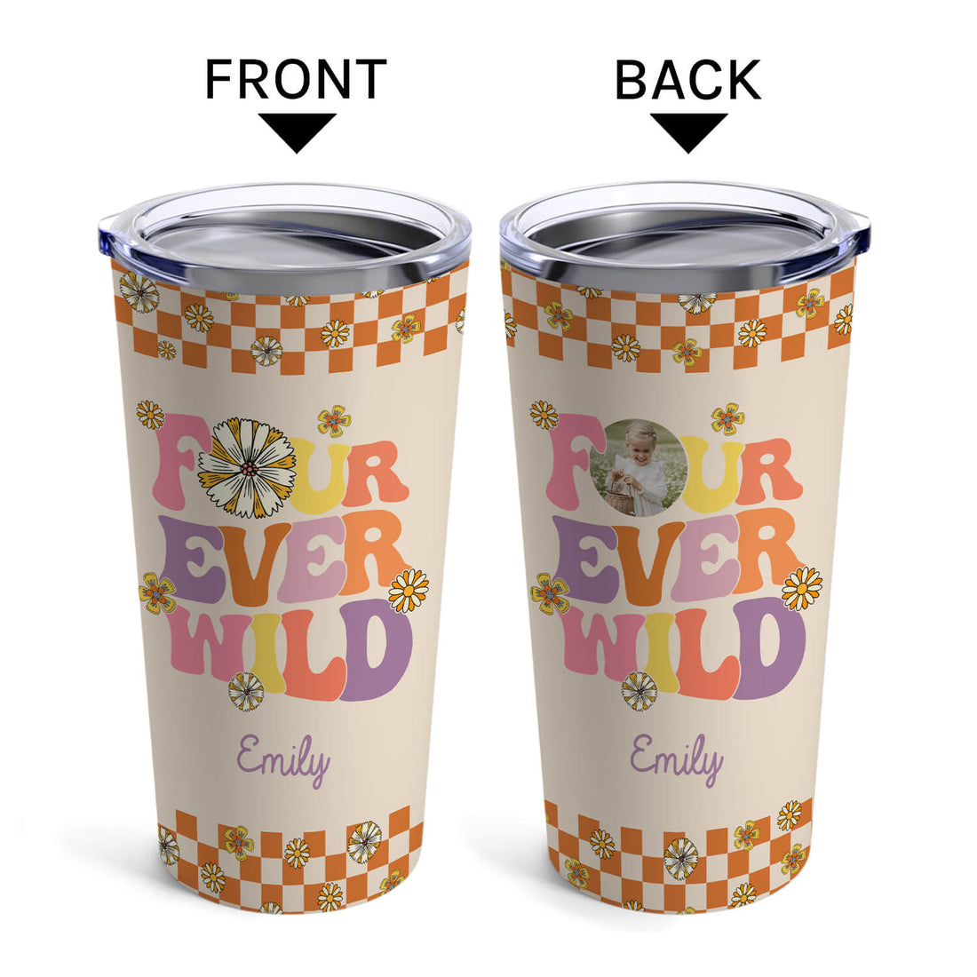 Four Ever Wild - Personalized 4th Birthday gift For Daughter or Granddaughter - Custom Tumbler - Elizabeth Fashions