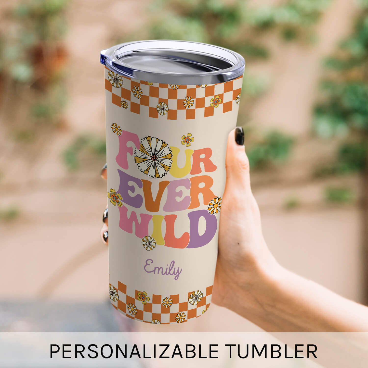 Four Ever Wild - Personalized 4th Birthday gift For Daughter or Granddaughter - Custom Tumbler - Elizabeth Fashions
