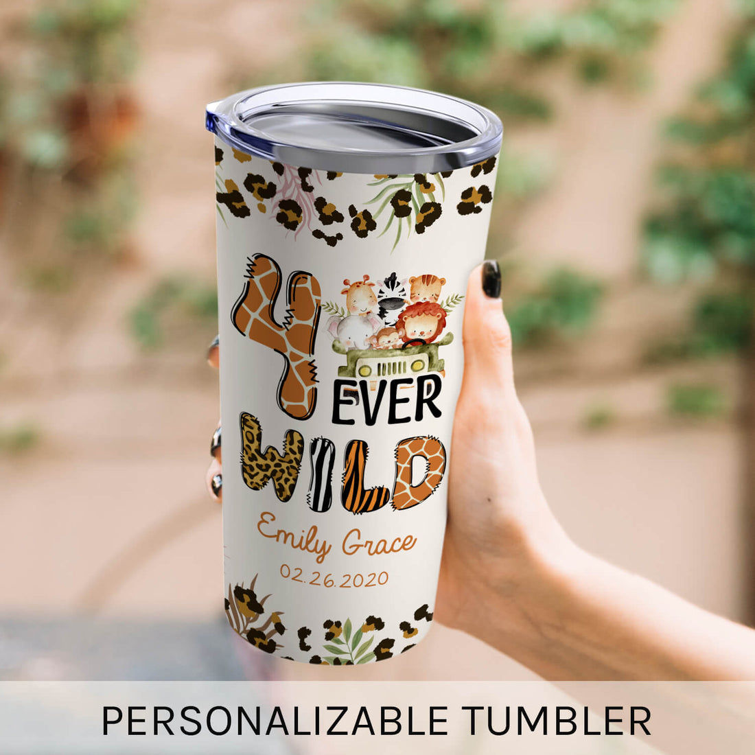 4 Ever Wild - Personalized 4th Birthday gift For Daughter or Granddaughter - Custom Tumbler - Elizabeth Fashions