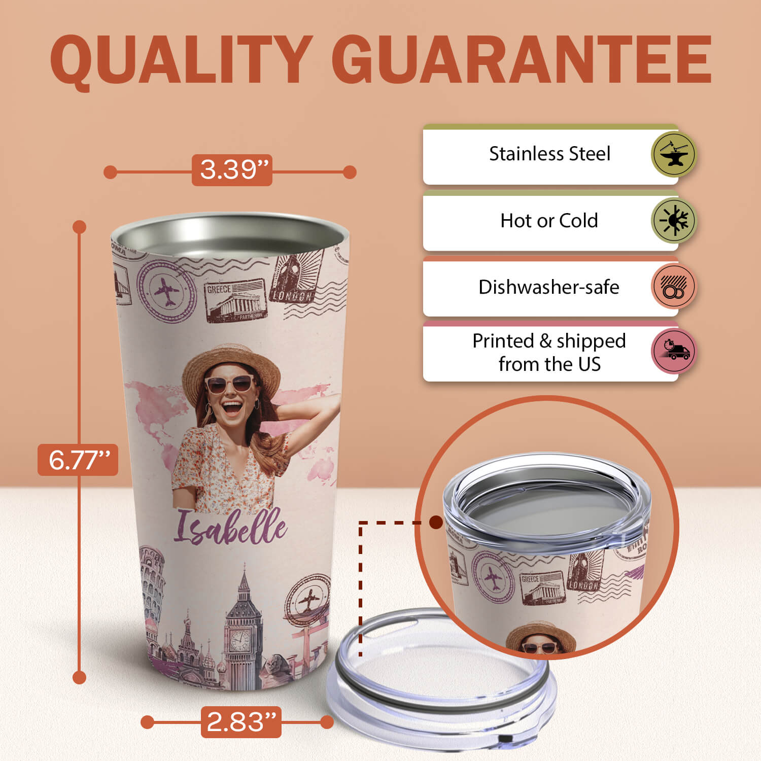 Happy 24th Birthday - Personalized 24th Birthday gift For 24 Year Old - Custom Tumbler - Elizabeth Fashions