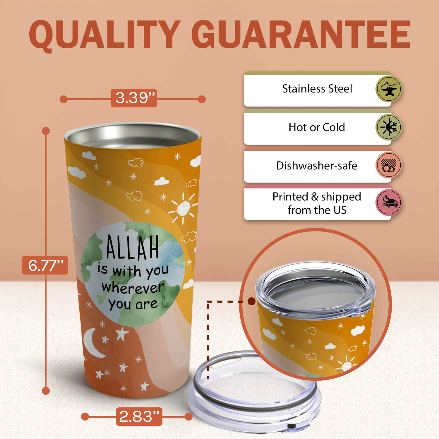 Allah Is With You Wherever You Are - Personalized gift - Custom Tumbler - Elizabeth Fashions