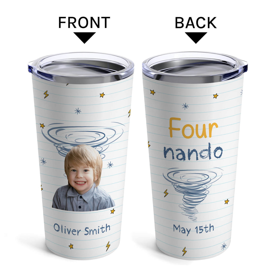 Four Nado - Personalized 4th Birthday gift For 4 Year Old - Custom Tumbler - Elizabeth Fashions