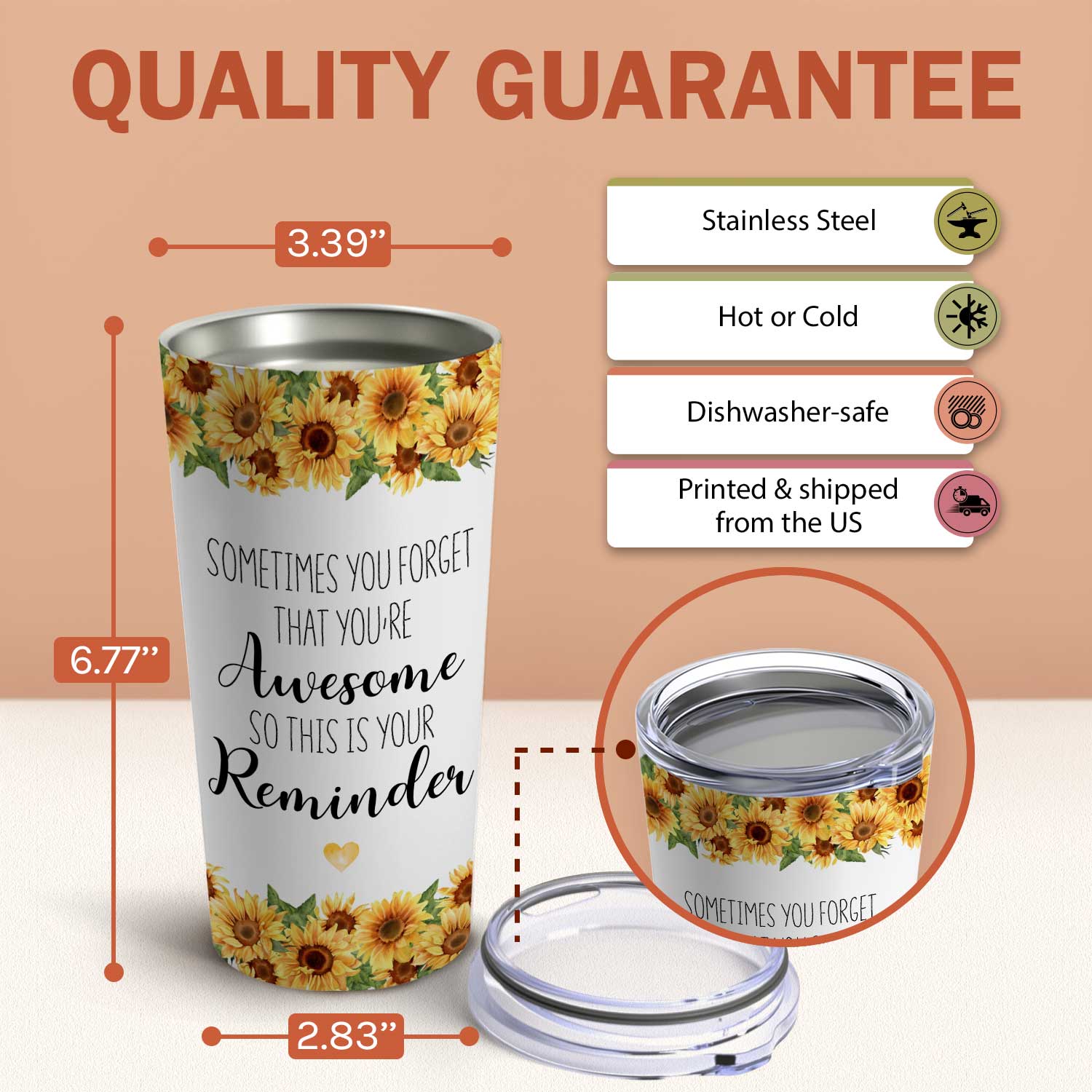 Sometimes You Forget That You're Awesome - Personalized gift For Friends - Custom Tumbler - Elizabeth Fashions