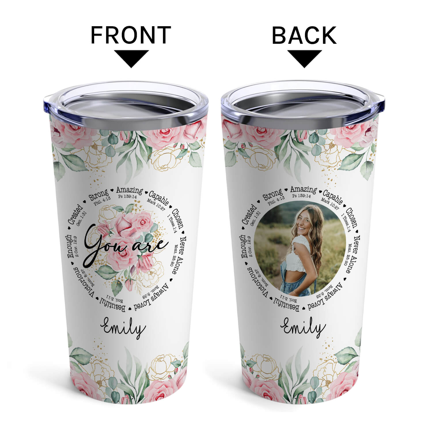 Inspirational Christian Woman Gift - Personalized gift For Friends - Custom Tumbler - Elizabeth Fashions