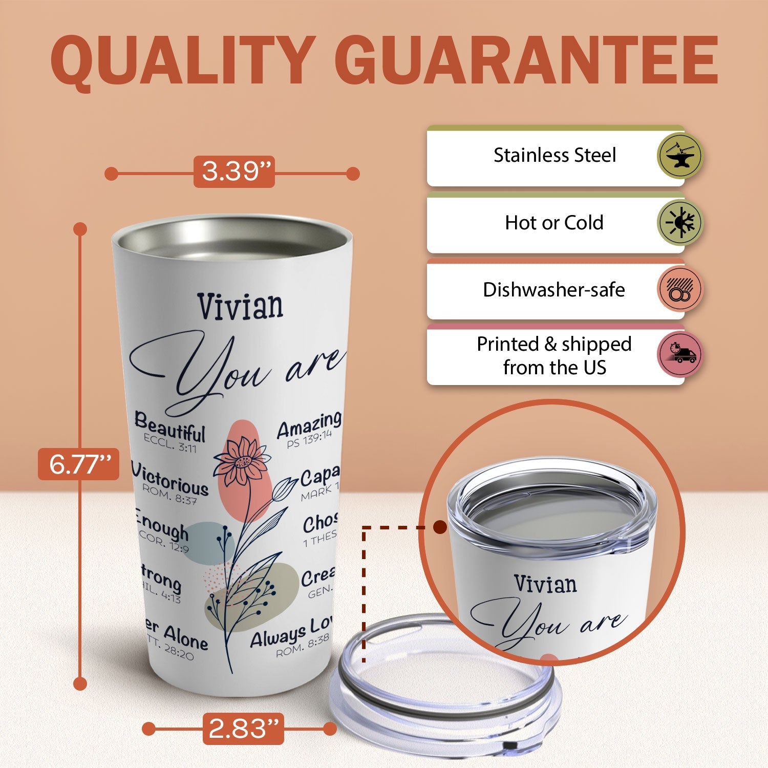 You Are Religious Inspirational Gift - Personalized gift For Friends - Custom Tumbler - Elizabeth Fashions