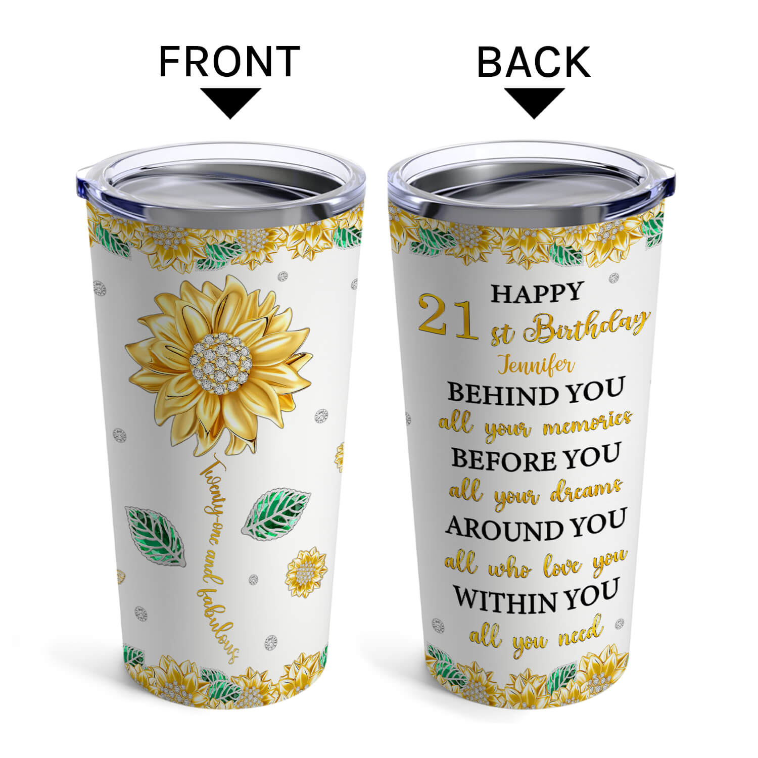 Twenty One And Fabulous - Personalized 21st BIrthday gift For 21 Year Old - Custom Tumbler - Elizabeth Fashions