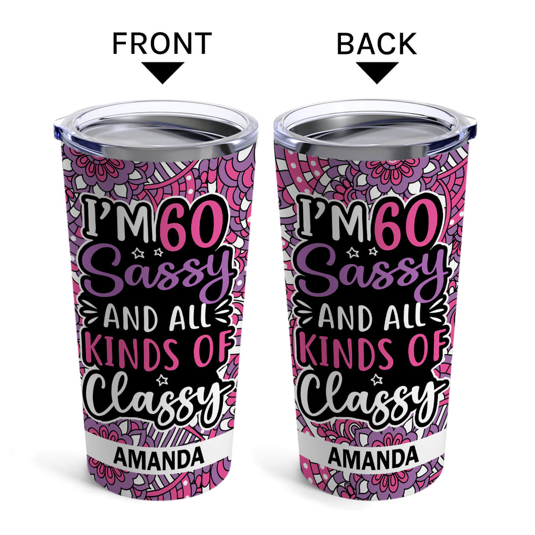 I'm 60 Sassy And All Kinds Of Classy - Personalized gift For 60 Year Old - Custom Tumbler - Elizabeth Fashions