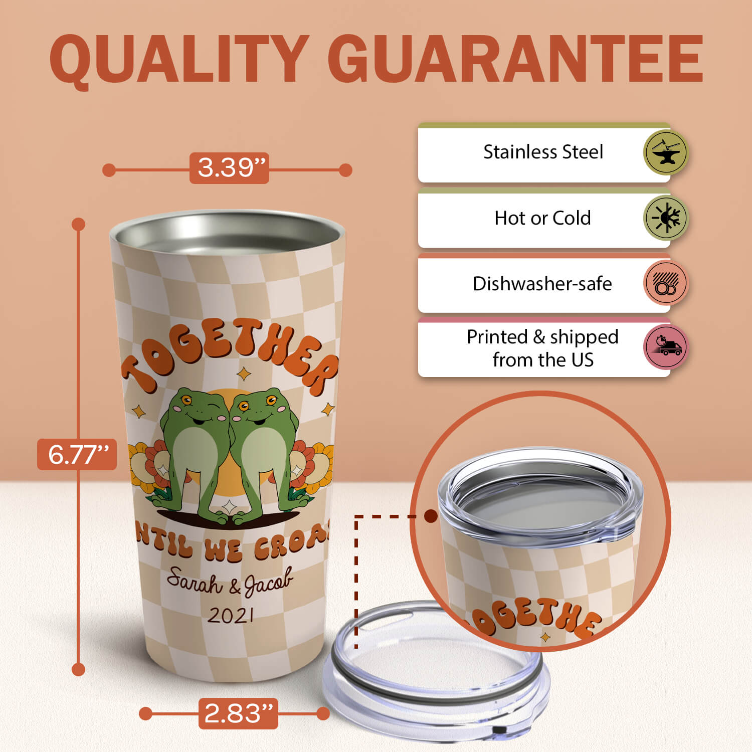 Together Until We Croak - Personalized Anniversary, Valentine's Day, Birthday or Christmas gift For Him or Her - Custom Tumbler - Elizabeth Fashions