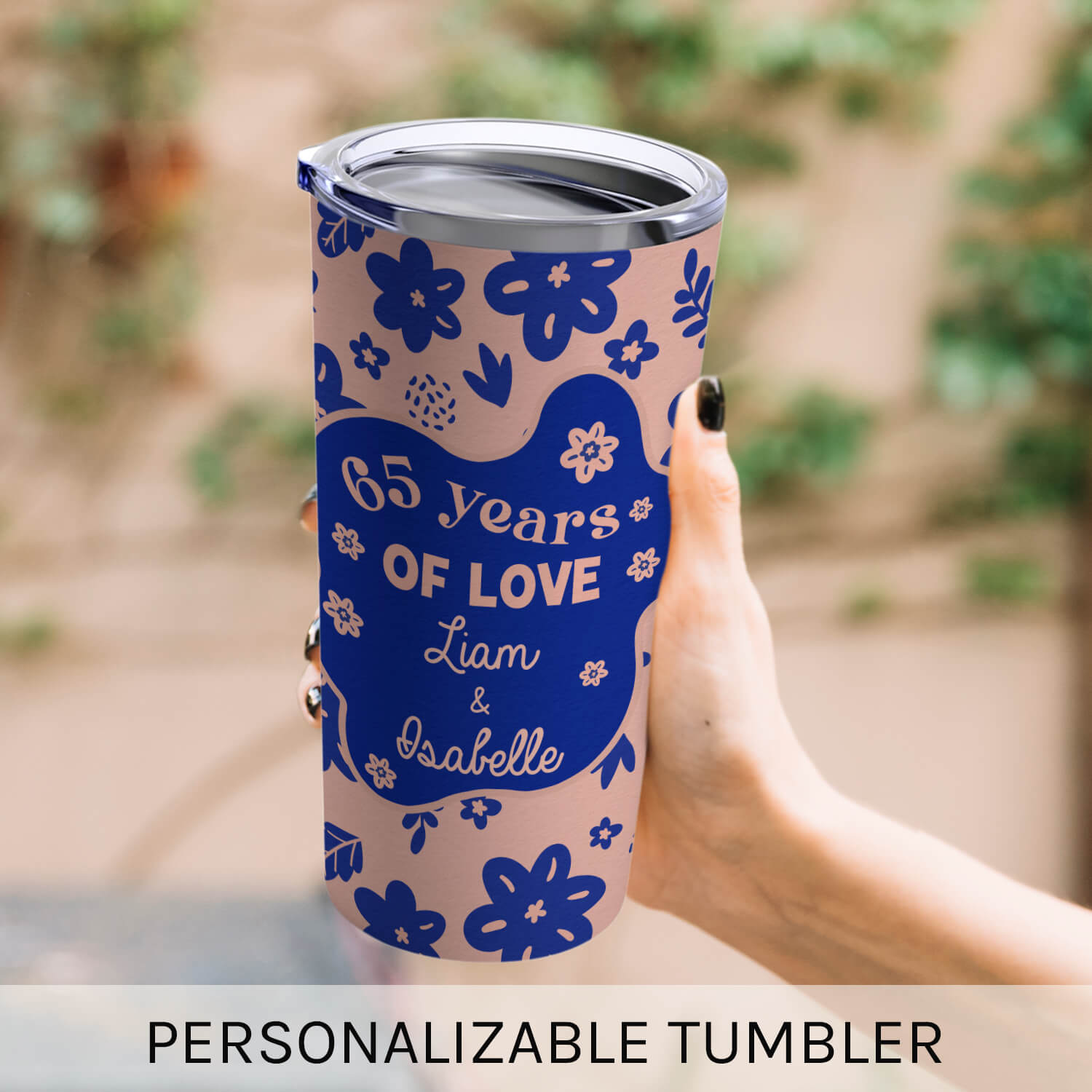 65 Years Of Love - Personalized 65 Year Anniversary gift For Husband or Wife - Custom Tumbler - Elizabeth Fashions