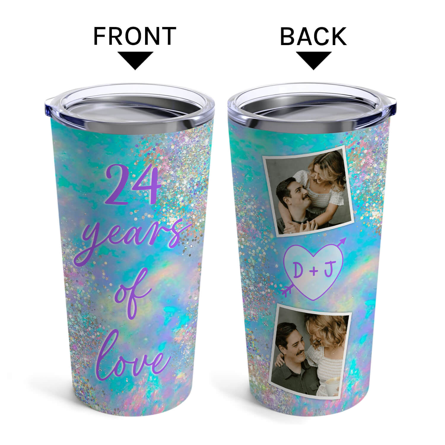 24 Years Of Love - Personalized 24 Year Anniversary gift For Parents, Husband or Wife - Custom Tumbler - Elizabeth Fashions