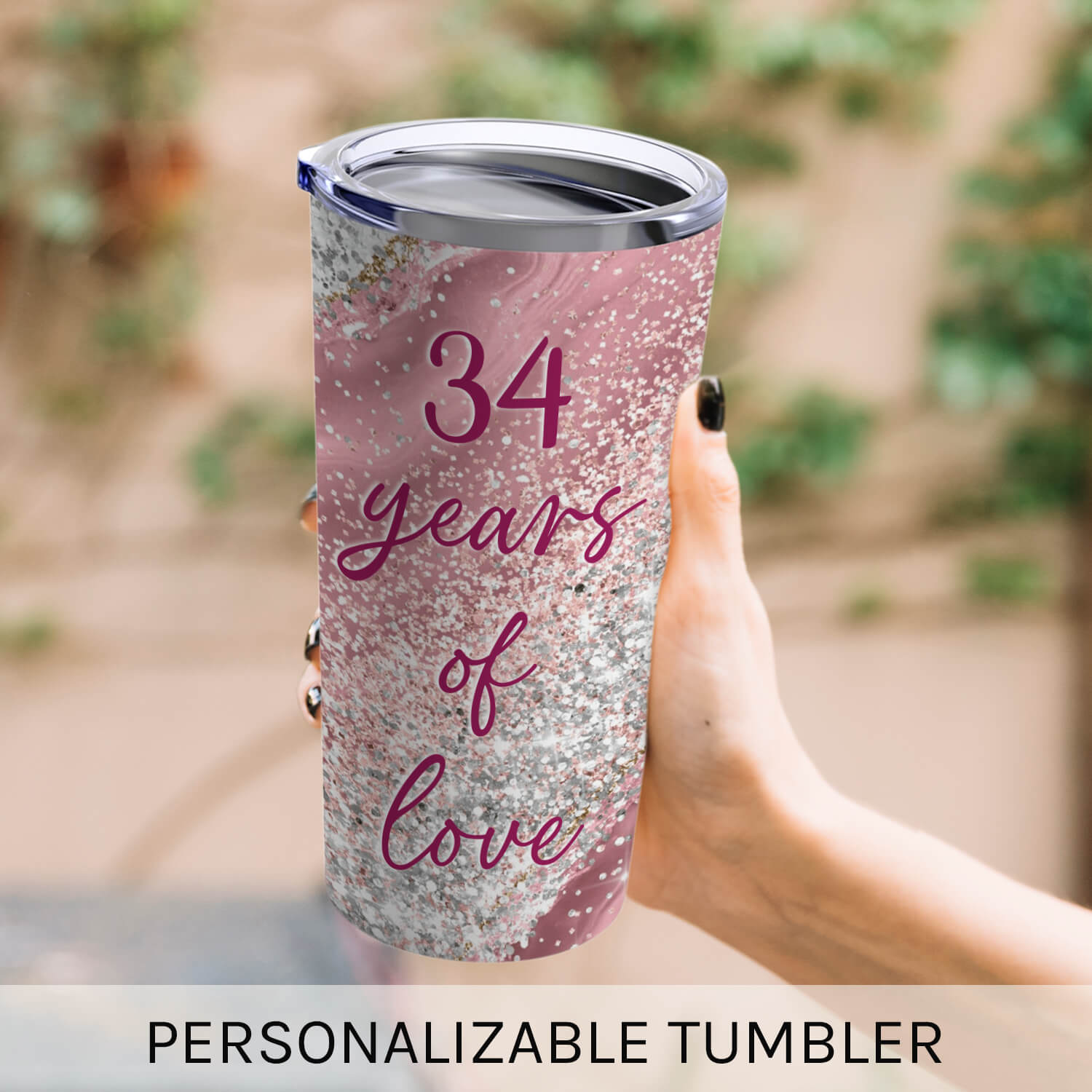 34 Years Of Love - Personalized 34 Year Anniversary gift For Parents, Husband or Wife - Custom Tumbler - Elizabeth Fashions