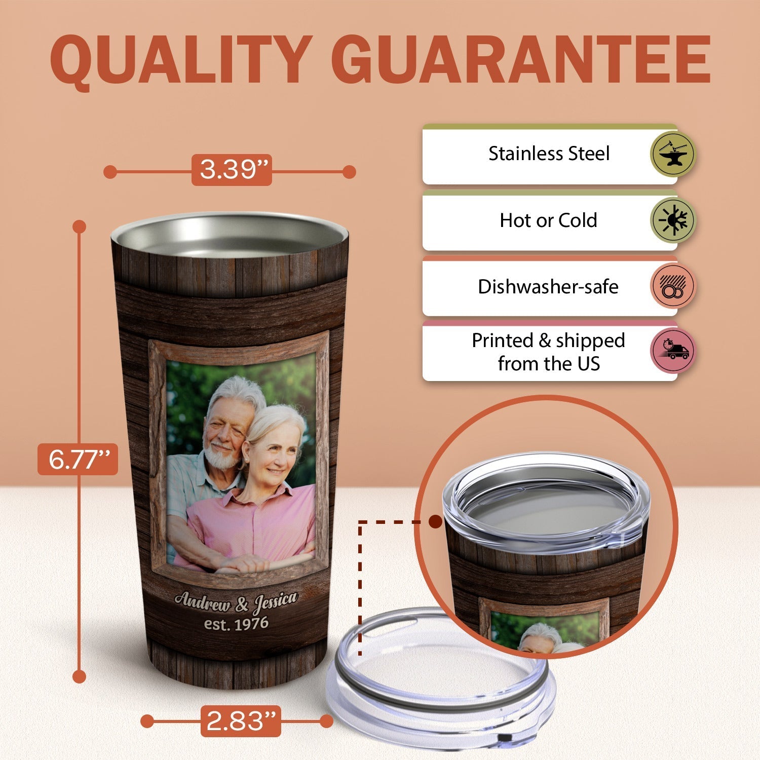 Home Is Wherever I'm With You - Personalized 80 Year Anniversary gift For Parents, Husband or Wife - Custom Tumbler - Elizabeth Fashions