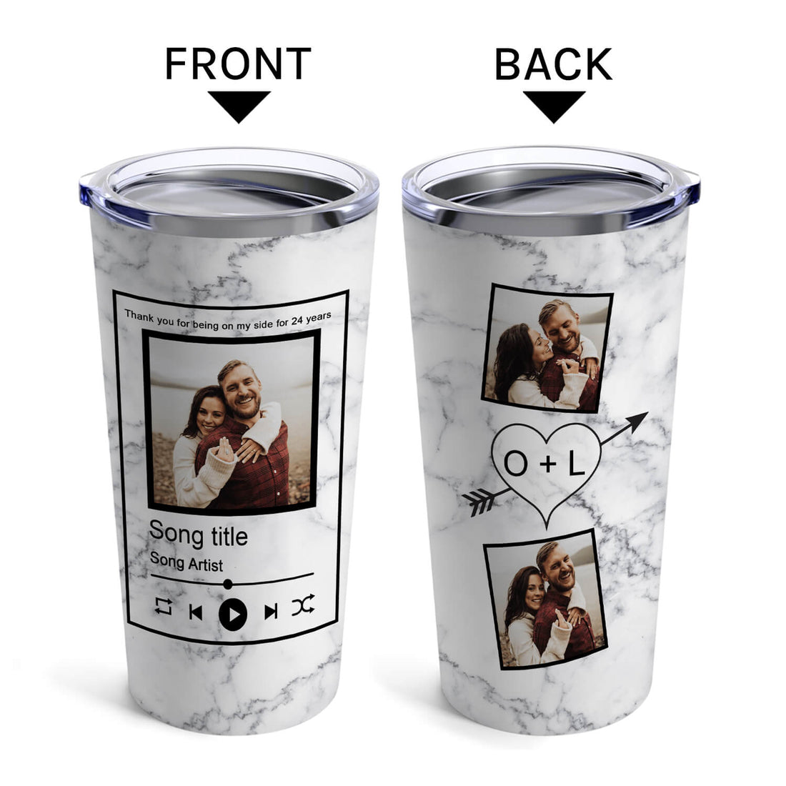 Thank You For Being On My Side - Personalized 24 Year Anniversary gift For Husband or Wife - Custom Tumbler - Elizabeth Fashions