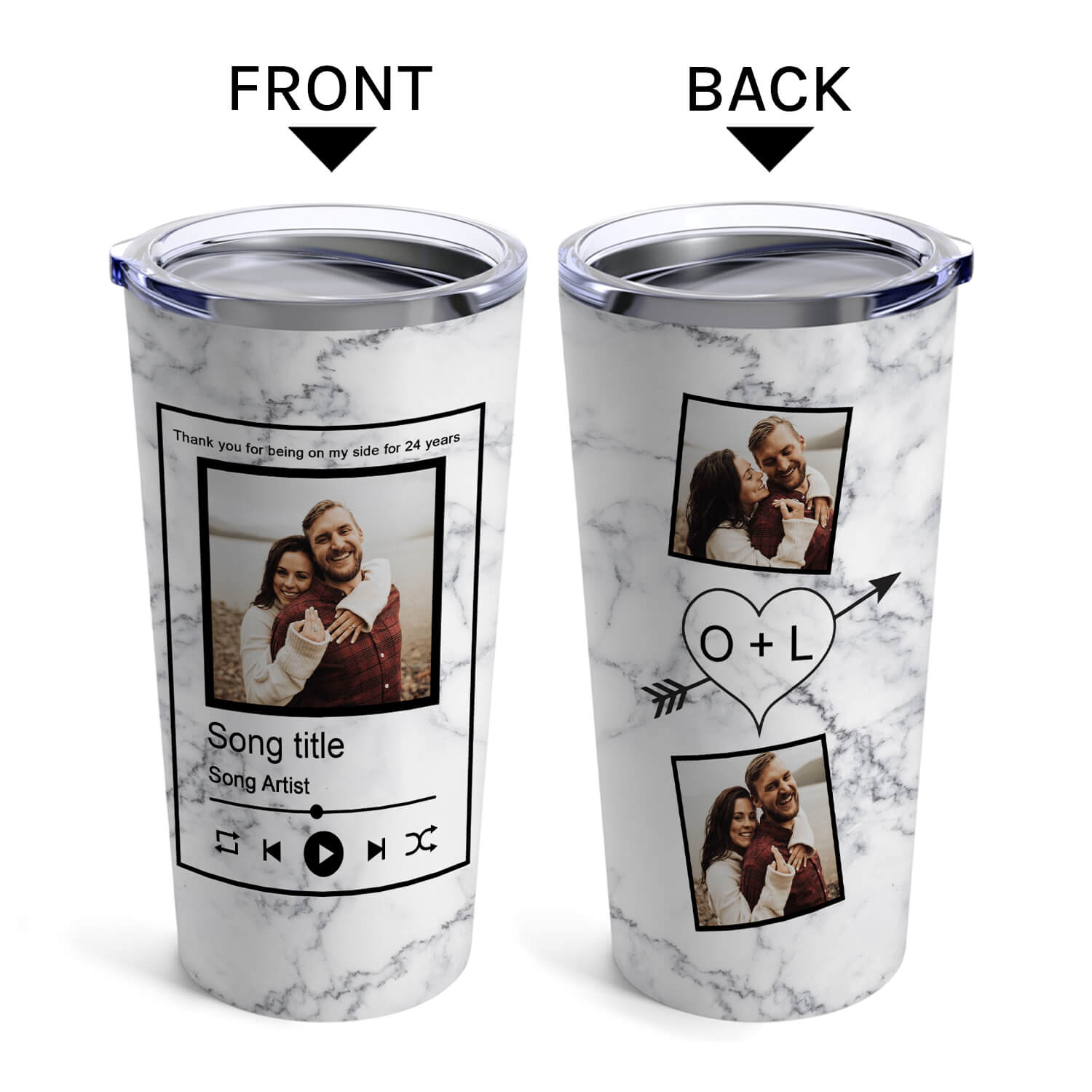 Thank You For Being On My Side - Personalized 24 Year Anniversary gift For Husband or Wife - Custom Tumbler - Elizabeth Fashions