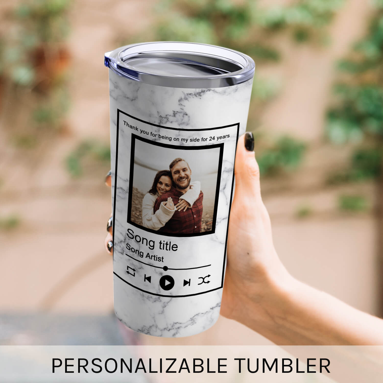 Thank You For Being On My Side - Personalized 24 Year Anniversary gift For Husband or Wife - Custom Tumbler - Elizabeth Fashions