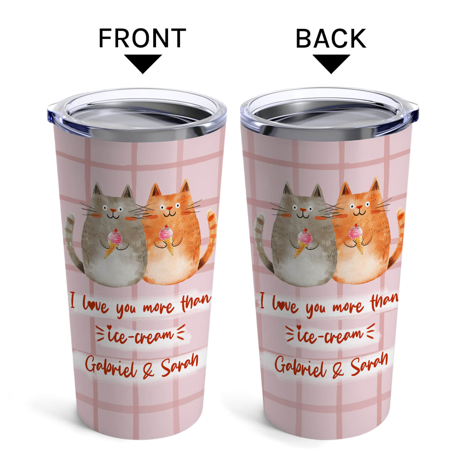I Love You More Than Ice Cream - Personalized gift For Him or Her - Custom Tumbler - Elizabeth Fashions