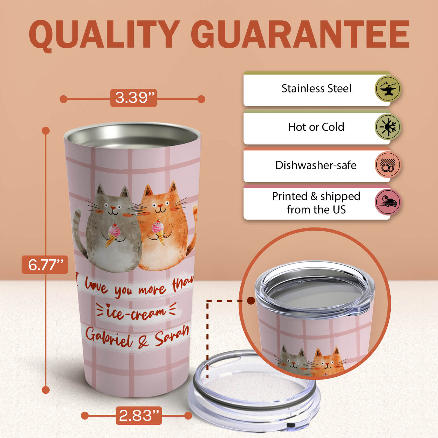 I Love You More Than Ice Cream - Personalized gift For Him or Her - Custom Tumbler - Elizabeth Fashions